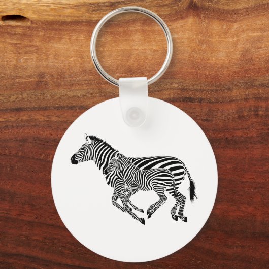 Abstracte Zebra's Moeder en Kind Sleutelhanger (Voorkant)