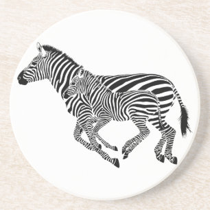 Abstracte Zebra's Moeder en Kind Zandsteen Onderzetter