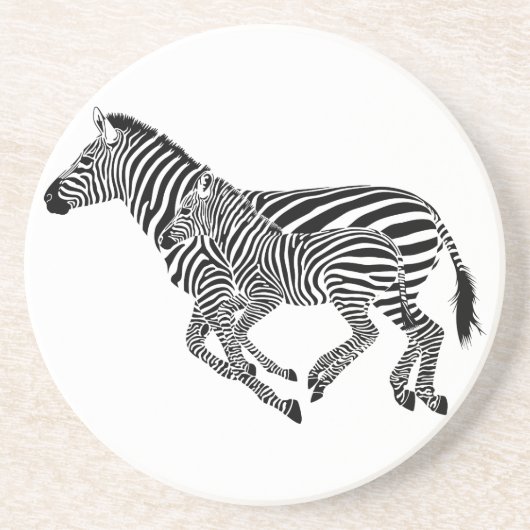 Abstracte Zebra's Moeder en Kind Zandsteen Onderzetter (Voorkant)