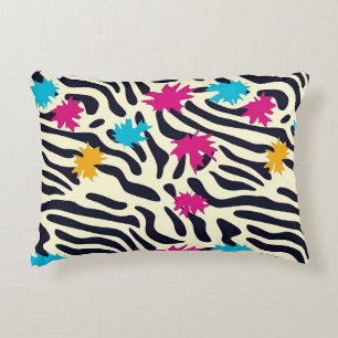 Abstracte zebrastrepen met bladverfsplash accent kussen