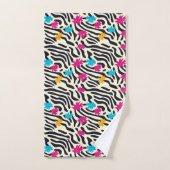 Abstracte zebrastrepen met bladverfsplash bad handdoek (Handdoek)
