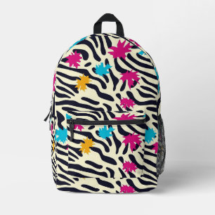 Abstracte zebrastrepen met bladverfsplash bedrukte rugzak