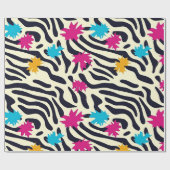 Abstracte zebrastrepen met bladverfsplash cadeaupapier (Vlak)