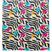Abstracte zebrastrepen met bladverfsplash douchegordijn (Voorkant)