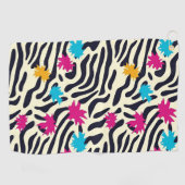 Abstracte zebrastrepen met bladverfsplash golfhanddoek (Horizontaal)