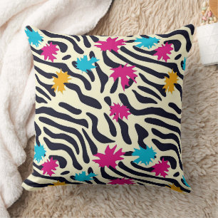 Abstracte zebrastrepen met bladverfsplash kussen