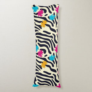 Abstracte zebrastrepen met bladverfsplash lichaamskussen