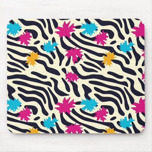 Abstracte zebrastrepen met bladverfsplash muismat (Voorkant)
