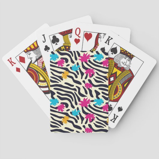 Abstracte zebrastrepen met bladverfsplash pokerkaarten (Achterkant)