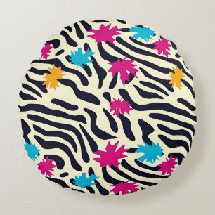Abstracte zebrastrepen met bladverfsplash rond kussen