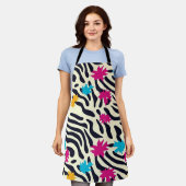 Abstracte zebrastrepen met bladverfsplash schort (Gedragen)
