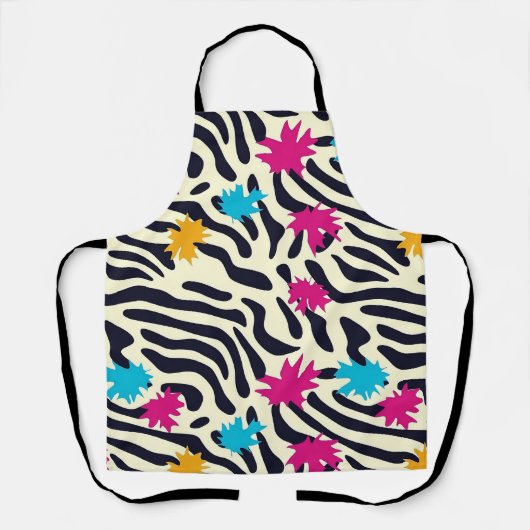 Abstracte zebrastrepen met bladverfsplash schort (Voorkant)
