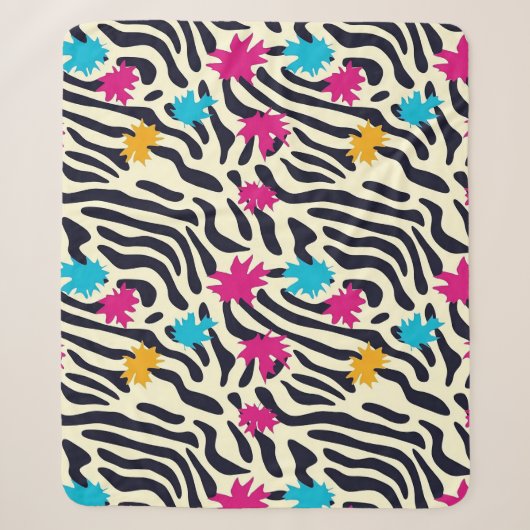 Abstracte zebrastrepen met bladverfsplash sherpa deken (Voorkant)