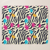 Abstracte zebrastrepen met bladverfsplash sherpa deken (Voorkant (horizontaal))