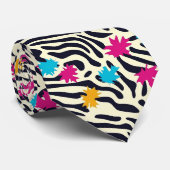 Abstracte zebrastrepen met bladverfsplash stropdas (Opgerold)