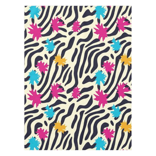 Abstracte zebrastrepen met bladverfsplash tafelkleed (Voorkant)