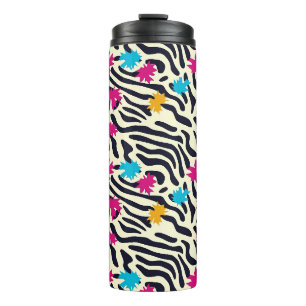 Abstracte zebrastrepen met bladverfsplash thermosbeker