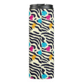 Abstracte zebrastrepen met bladverfsplash thermosbeker (Achterkant)