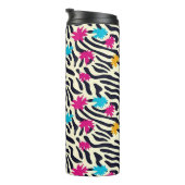 Abstracte zebrastrepen met bladverfsplash thermosbeker (Geroteerd rechts)