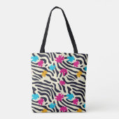 Abstracte zebrastrepen met bladverfsplash tote bag (Achterkant)