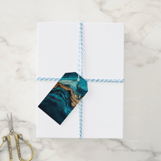 Abstracte zee cadeaulabel (Met Touw)