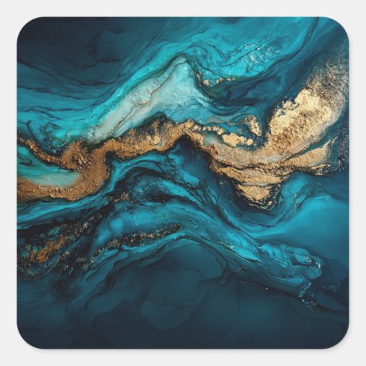 Abstracte zee vierkante sticker (Voorkant)