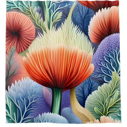 Abstracte Zee vormen Douchegordijn (Voorkant)