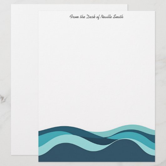 Abstracte Zee Waves Briefhoofd (Voorkant / Achterkant)