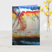 abstracte zeegezichten Wenskaart - Into the Wind Kaart (Gele Bloem)