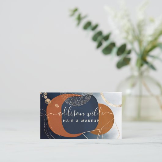 Abstracte zeemachtkoper en goudmoderne geometrie visitekaartje (Staand voorkant)