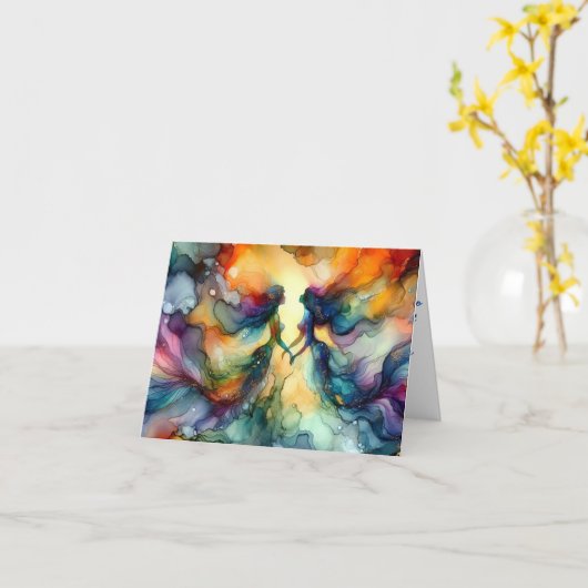 ABSTRACTE ZEEMEERMINNEN LEVENDIGE ALCOHOLINKT KAART (Gele Bloem)