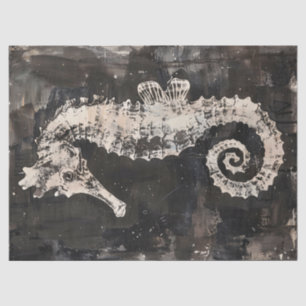 Abstracte Zeepaard Kunst op Donkere Inkt Decoupage Tissuepapier