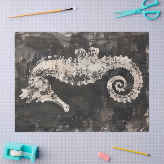 Abstracte zeepaardkunst op Dark Ink Decoupage Tissuepapier (Craft)