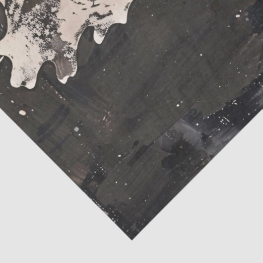 Abstracte zeepaardkunst op Dark Ink Decoupage Tissuepapier (Detail)