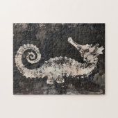 Abstracte zeepaardkunst op donkere inkt legpuzzel (Horizontaal)