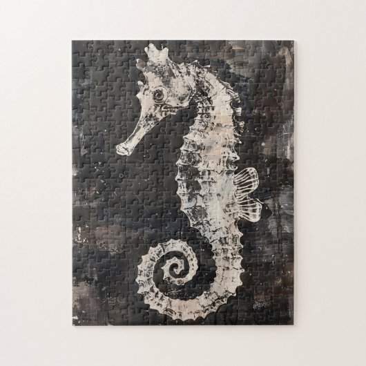 Abstracte zeepaardkunst op donkere inkt legpuzzel (Verticaal)