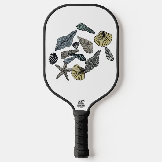 Abstracte zeeschelpen op pickleball paddle (Voorkant)