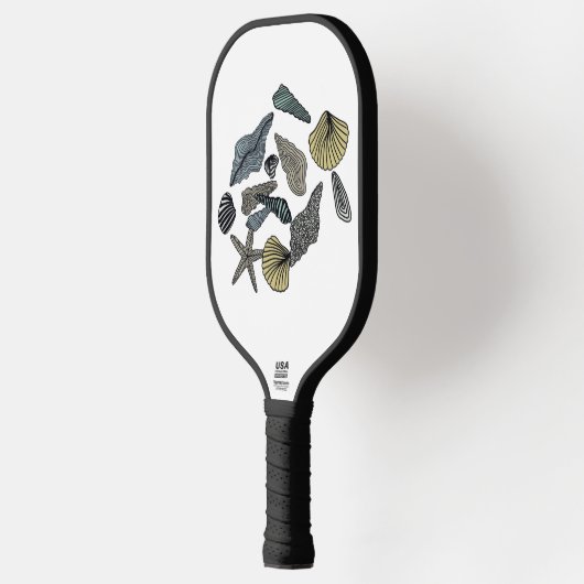 Abstracte zeeschelpen op pickleball paddle (Links)