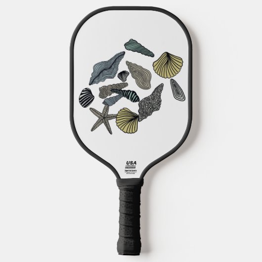 Abstracte zeeschelpen op pickleball paddle (Achterkant)