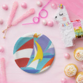  Abstracte zeilboten in water Papieren Bordje (Feest)