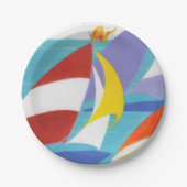  Abstracte zeilboten in water Papieren Bordje (Voorkant)