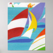  Abstracte zeilboten in water Poster (Voorkant)