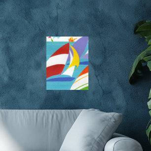  Abstracte zeilboten in water Poster