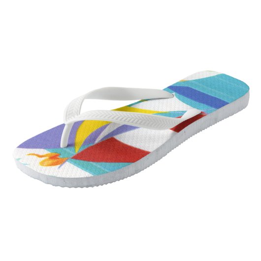  Abstracte zeilboten in water Teenslippers (Schuin)