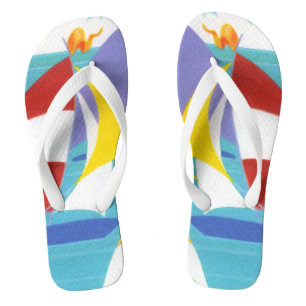  Abstracte zeilboten in water Teenslippers