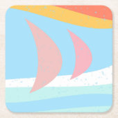 Abstracte zeilboten kartonnen onderzetters (Voorkant)