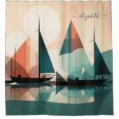 Abstracte zeilzonsondergang douchegordijn (Voorkant)