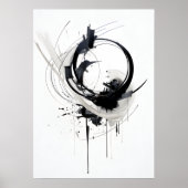 Abstracte Zen Circle zwart-wit Poster (Voorkant)
