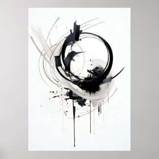 Abstracte Zen Circle zwart-wit Poster