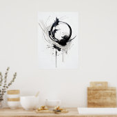 Abstracte Zen Cirkel Zwart En Wit Poster (Keuken)